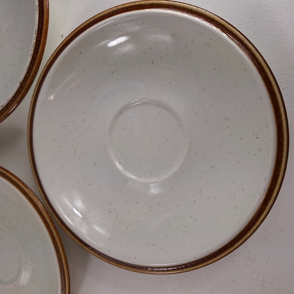 Mikasa Natural Beauty Vintage Ceramic Saucer with Brown Rim C9000 Set Of 3 Japan